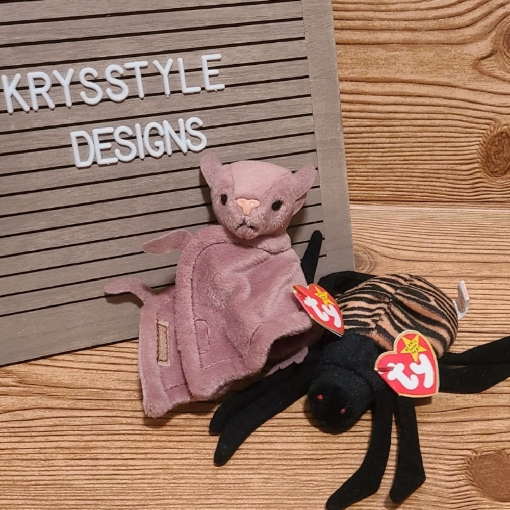 Ty Beanie Baby Halloween Batty the Bat & Spinner the Spider